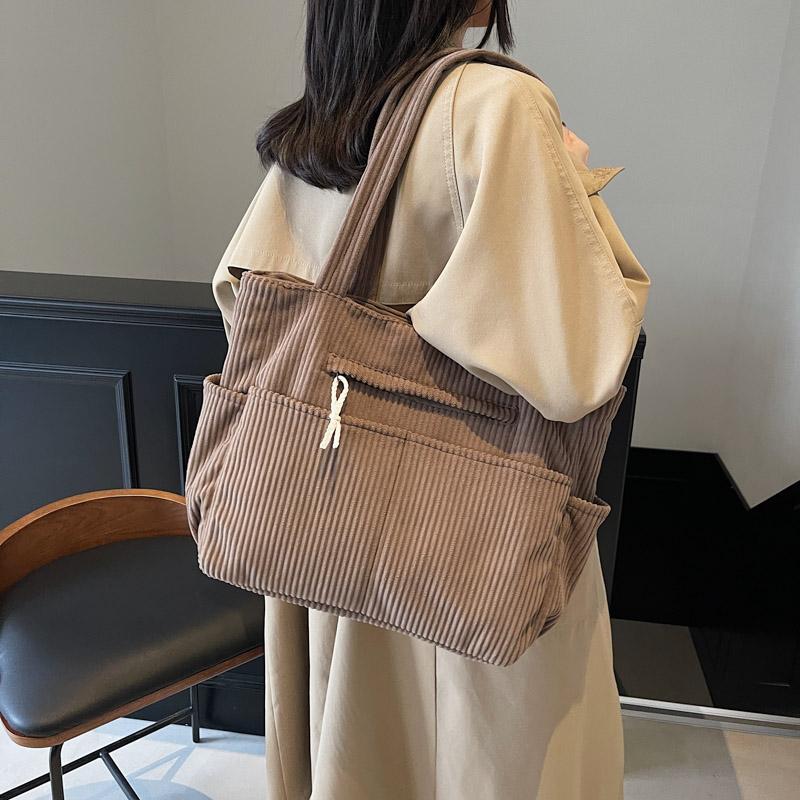 Сумка через плечо женская большая вместительная вельветовая сумка однотонная сумка-тоут сумка для поездок на работу