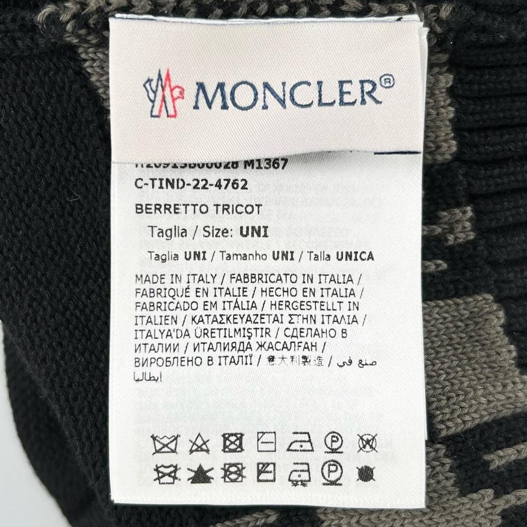 Excellent MONCLER Knit cap BERRETTO Logo patch black cotton Women Used