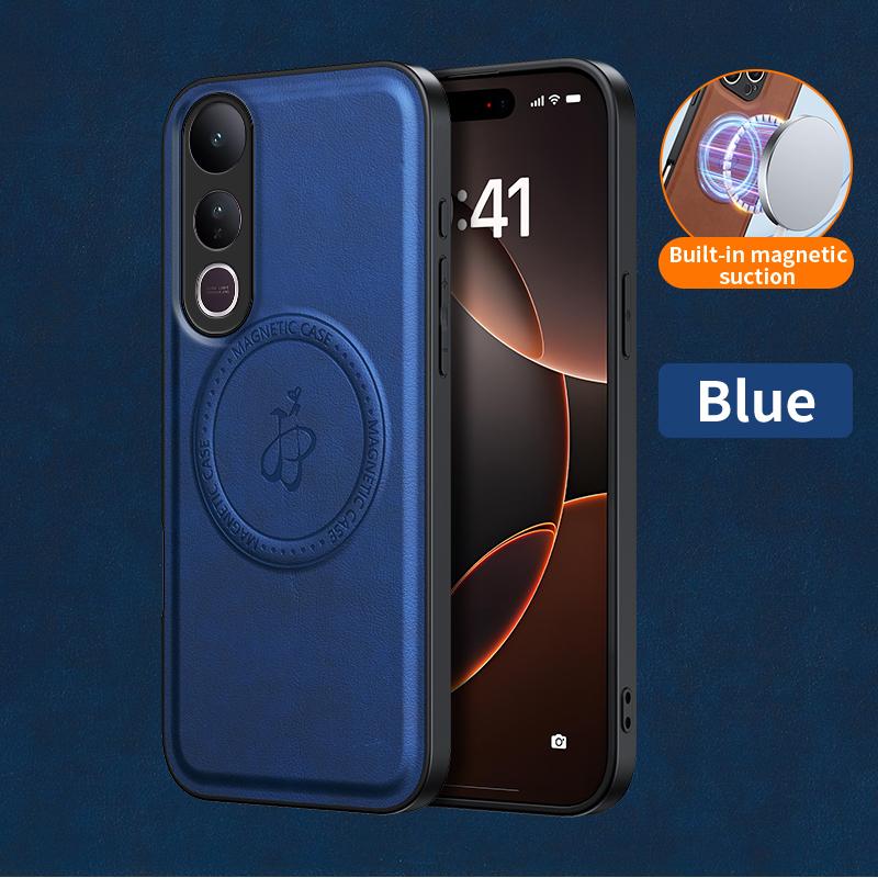 Беспроводная зарядка Магнитный чехол для Vivo V50 Lite 5G V5e Защитная крышка ПУ кожа Жесткая задняя крышка Coque