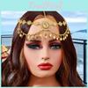 Elegant Simulation Gemstone Decoration Women Golden Headpiece With Design Tassel