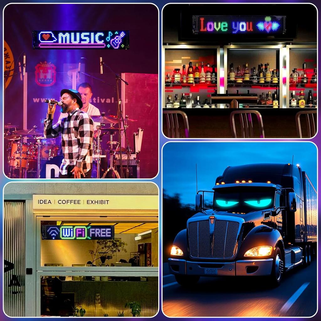 Программируемая светодиодная вывеска с бегущей строкой, вывески для магазинов, гибкая цифровая матричная панель для отображения, DIY, пользовательский текст, граффити, анимация