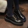 2024 New Women's Thick-soled British Style Round-toe Low-heeled Loafers Women's Lace-up Comfortable Low-top Shoes