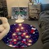 Bohemian Round Christmas Multicolor Carpet, Non-Slip Floor Mat for Living Room