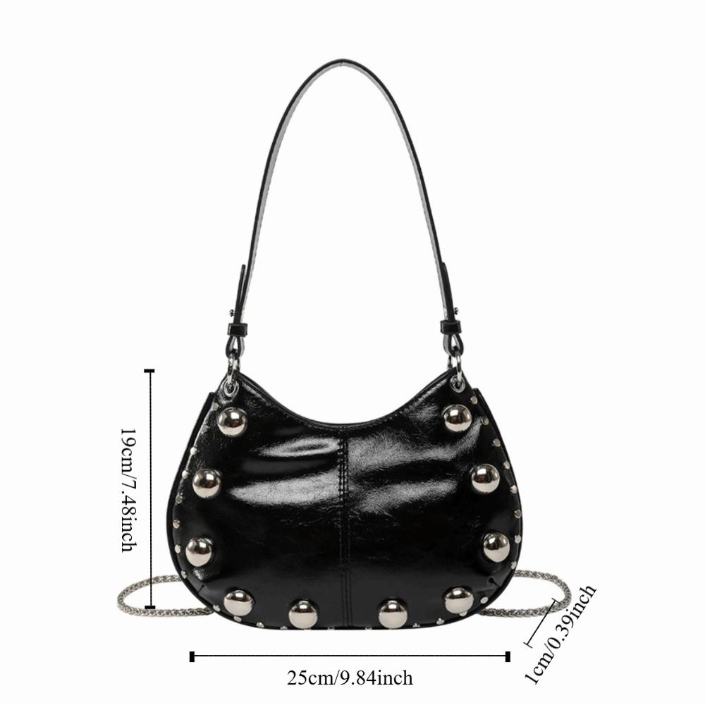 Small Pack Punk Style Handbags Crossbody Bag Shoulder Bag Fashion Rivets PU Underarm Bag Girls