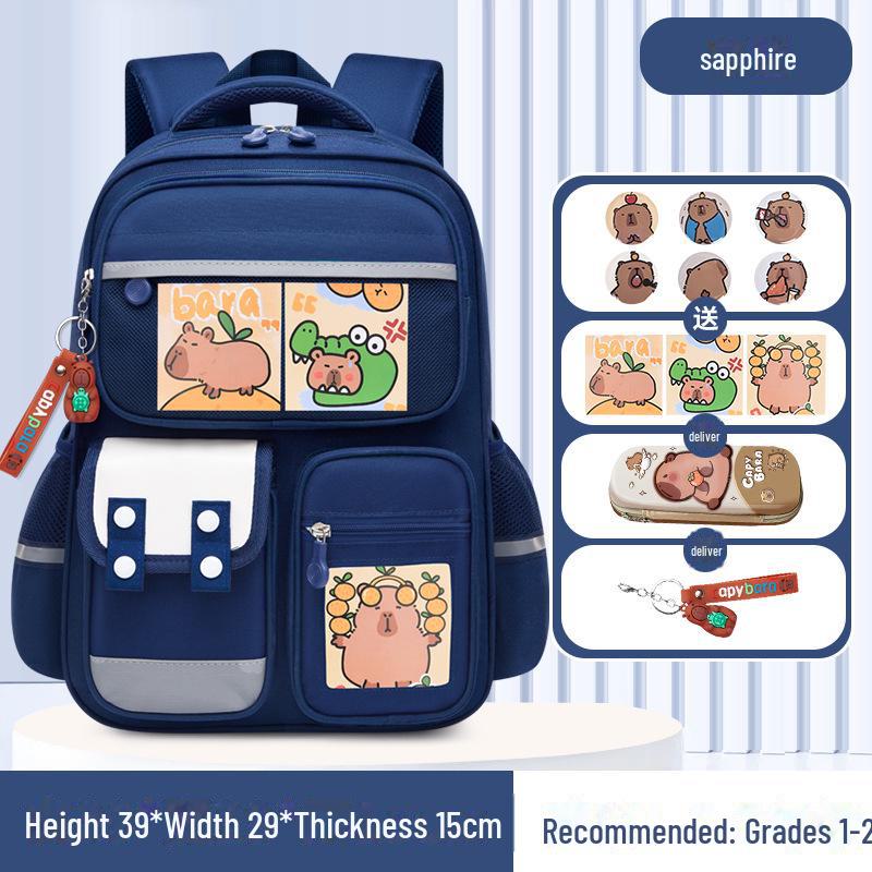 Рюкзак большой вместимости с капибарой для 1-6 классов - Милый и грязеотталкивающий дизайн для мальчиков и девочек
