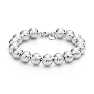 TIFFANY &CO простой браслет из круглых бусин серебро 925 пробы мужской и женский одинаковый стиль модель для пары 60154619-Серебристый 17,78 см