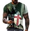 Summer Round Neck 3D Knights Templar Print Top Fashionable Casual Short Sleeved Men's T-shirts