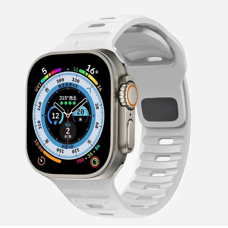 Мягкий силиконовый ремешок для Apple Watch Band Ultra 2, 49 мм, 44 мм, 45 мм, 42 мм, 41 мм, 42 мм, спортивный ремешок для часов iwatch Serise 5, 6, 7, 8, 9, браслет
