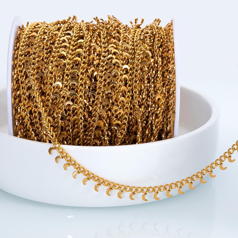 1Meter Heavy Chunky Hanging Moon Charm Bracelet Chain Stainless Steel Link Chain DIY Men Jewelry Making Punk Necklace Bulk Chain