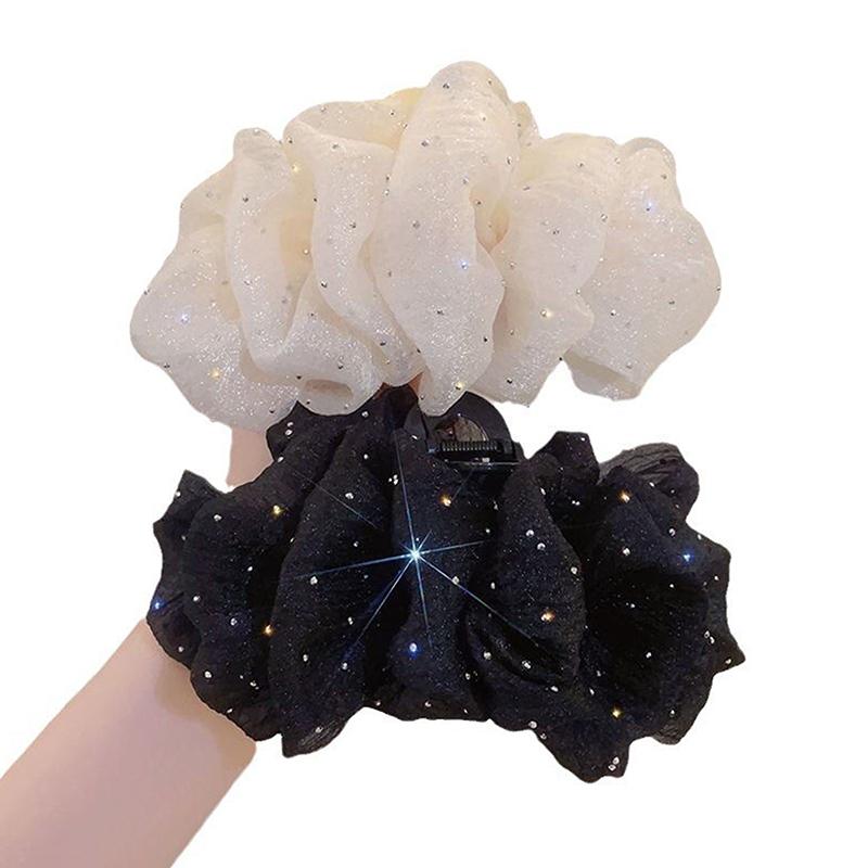 Summer Sweet Mesh Tulle Star Bubble Hair Claw Clips For Women Solid Ponytail Clip Headdress Accessories