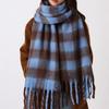 Mohair Plaid Wool Scarf Plush Long Shawl Classic Winter Cashmere Scarves  Girl