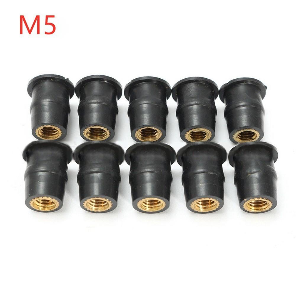 10PCS M5 Rubber Nuts Motorcycle Windscreen Bolts Screws Nut Fastener