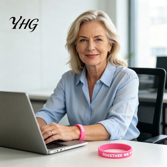 Support Ribbon Bracelet for Awareness Month 6 Pcs Breast Cancer Bracelets Women, Pink Skin Friendly Rubber Adults Silicone Wristbands, Hope