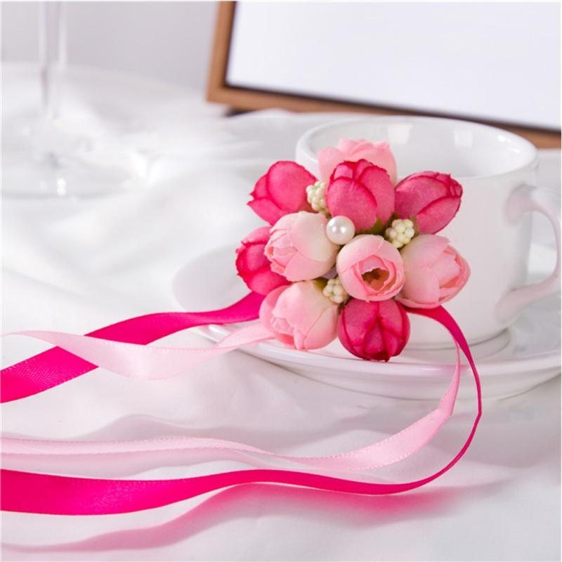 Корсаж на запястье, браслет невесты из искусственного шелка с цветком, свадебные аксессуары, рука сестры