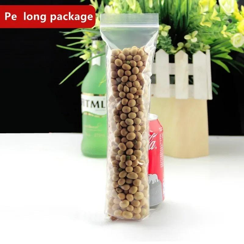 100 шт. полиэтиленовые длинные прозрачные пакеты с застежкой-молнией, прямоугольные пластиковые толстые упаковочные пакеты, многоразовые тонкие толстые упаковочные пакеты с застежкой-молнией