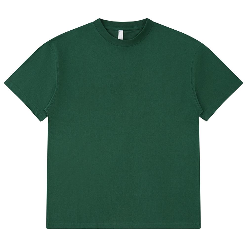 Мужская футболка High Street Trendy из японского плотного хлопка, 275 г, короткие рукава, свободный крой, небольшой воротник, однотонный цвет.