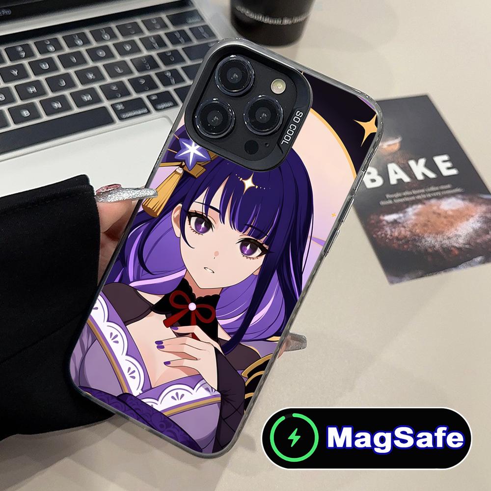 Game GI Raiden Shogun Translucent MagSafe Mobile Phone Case for iPhone 17 16 15 14 13 12 11 Air Pro Max Plus Colorful Cover