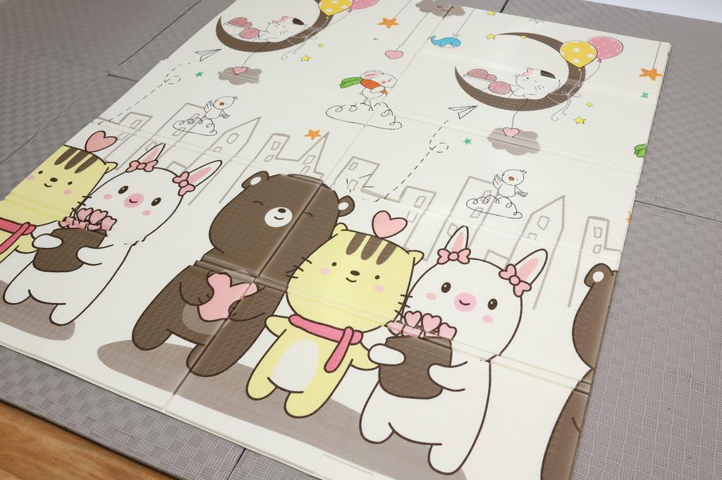 Складной коврик 200x180x1см - пастельные домики