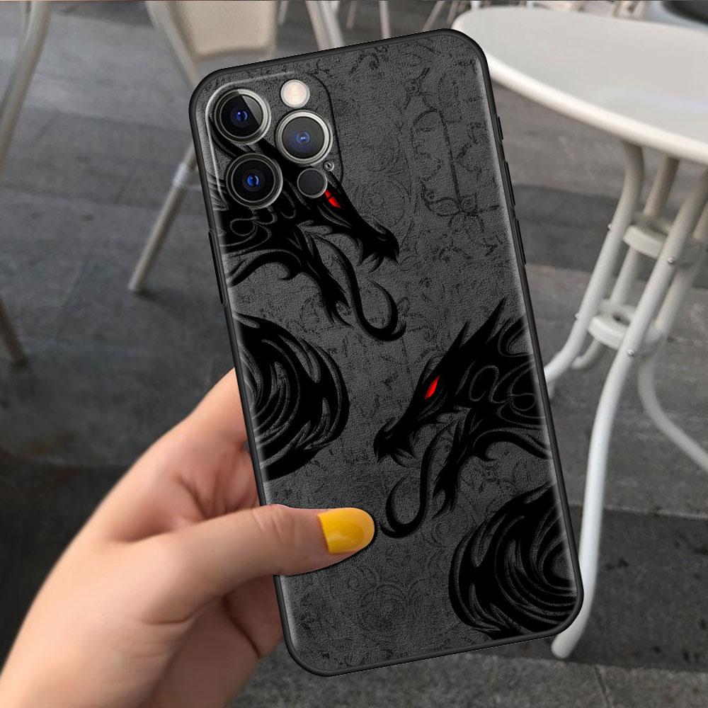 Чехол для Apple iPhone 14 11 13 7 12 Pro 7 XR XS Max 8 Plus 6 14Pro черный мягкий чехол для телефона Funda Fashion китайский винтажный дракон