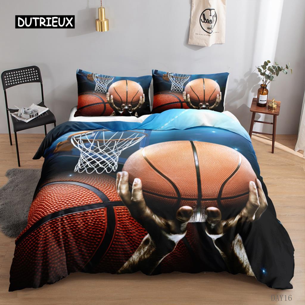 Basketball Duvet Cover Set Basketball Bedding Sets Full Sports Game Collections Duvet Cover for Kids Soft Polyester Qulit Cover