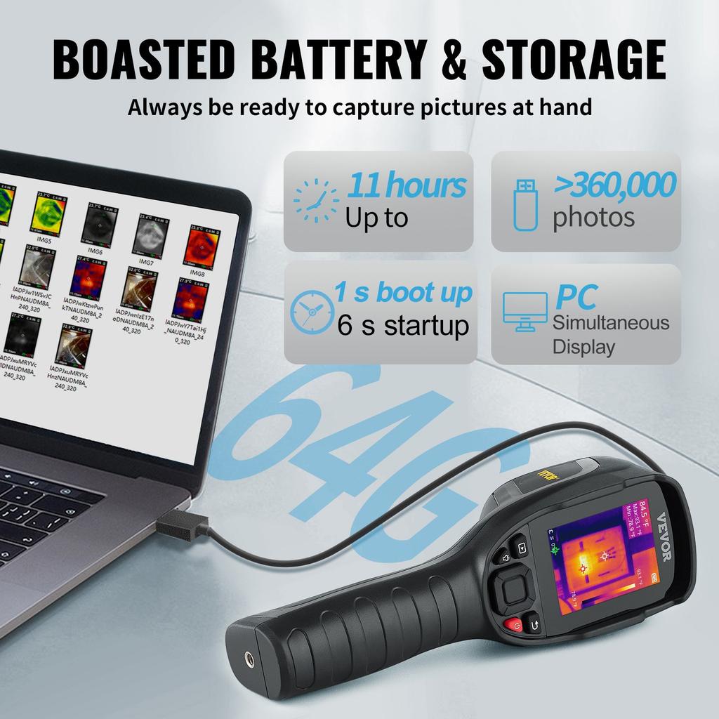 VEVOR Thermal Imaging Camera, 320 x 240 Pixels Super Resolution with 2MP Visual Camera