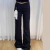 Black Micro-flare Suit Pants for Women In Spring New Low-waisted Slimming and Drooping Floor-moving Casual Horseshoe Pants