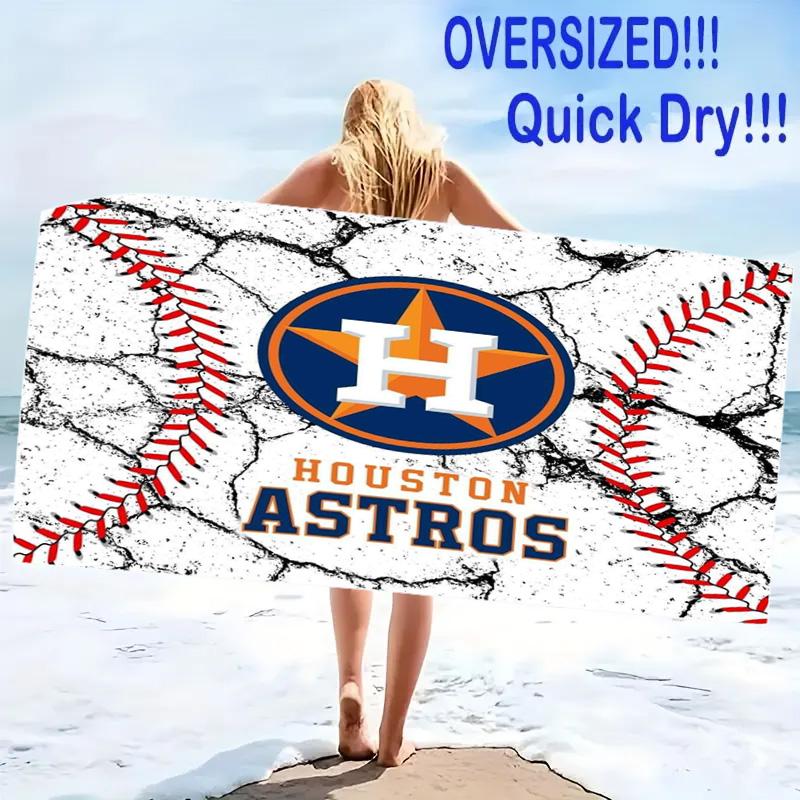 Houston Astros Print Beach Towel, Large Soft Quick Dry Towel for Beach Camping Swimming