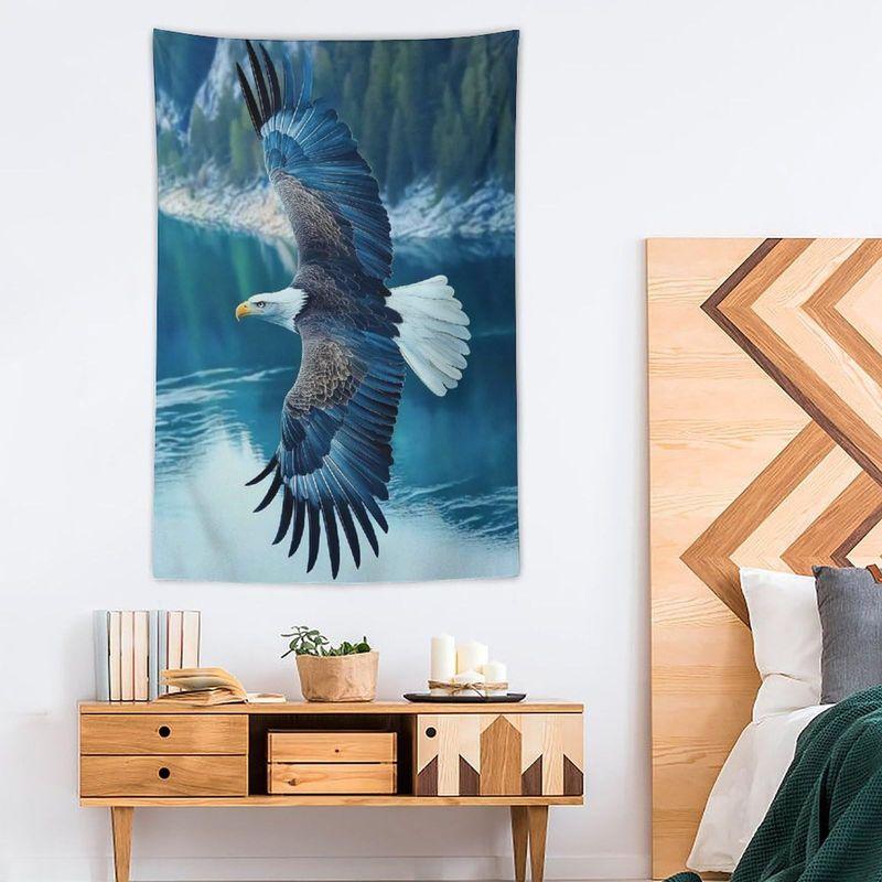 Bald Eagle Mountain Sky Tapestry, Polyester Nature Wall Hanging, Aesthetic Living Room Bedroom Home Decor, Gift