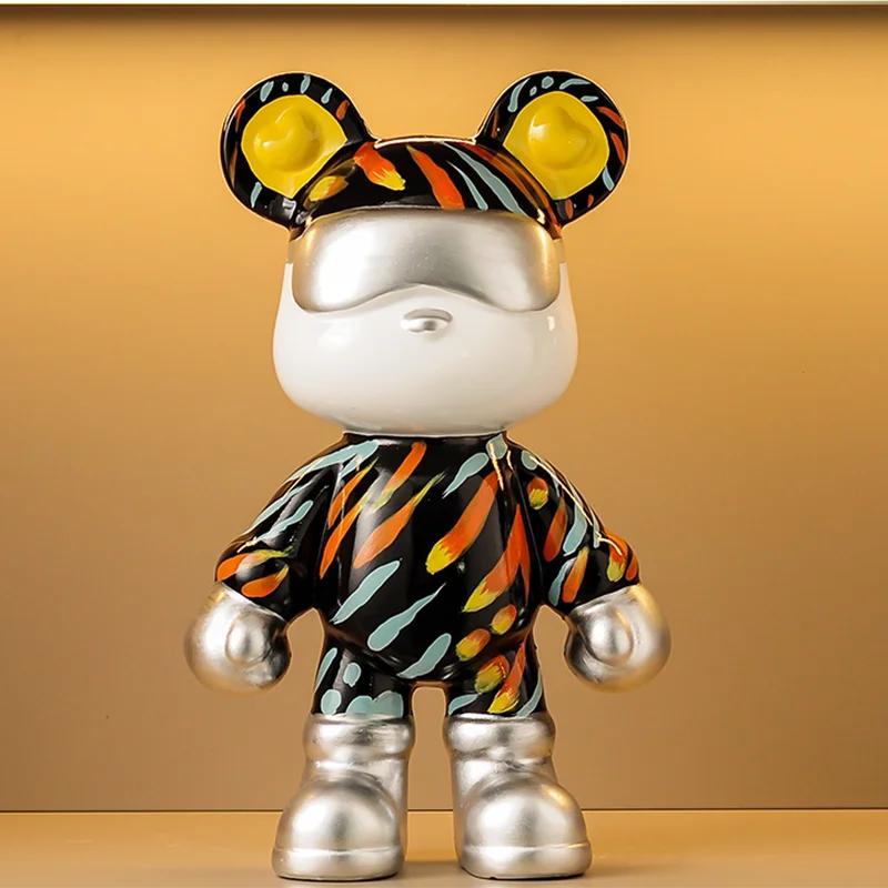 Bear Ceramic Bank Sculpture Animal Money Box Statue for Home Office Decor With Coin Slot Novelty Football Enthusiasts Gift