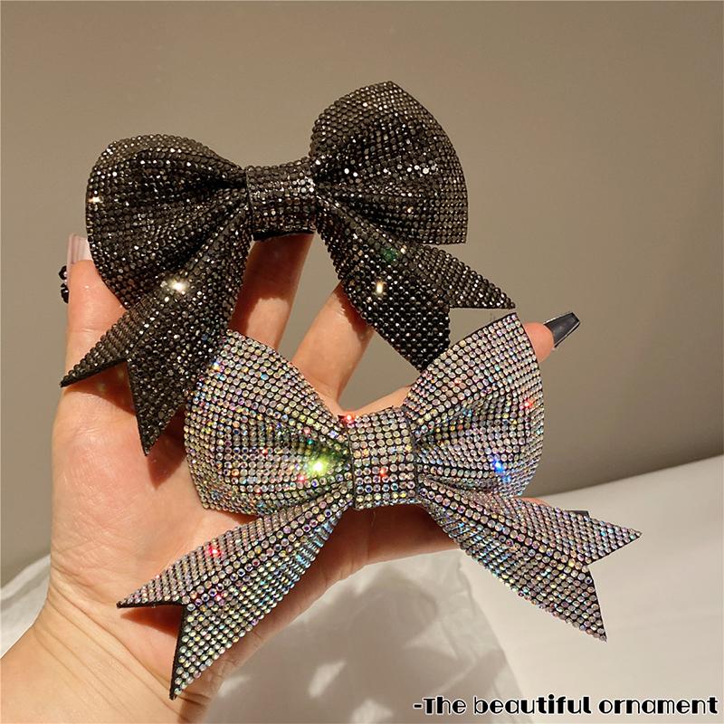 Sparkling Bowknot Crystal Hairpins For Women Luxury Full Rhinestones Hair Clip Wedding Hair Accessories Birthday Jewelry Gifts