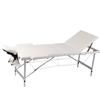 VidaXL Folding Massage Table Cream White 3 Zones Aluminum Frame