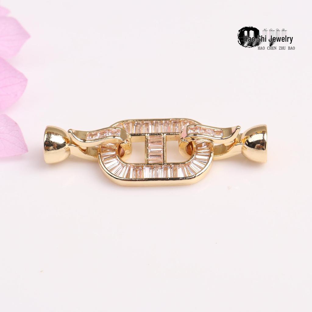 Застежка для колье из золота 14 карат с фианитом Zirconia и жемчугом - Аксессуары для изготовления украшений своими руками