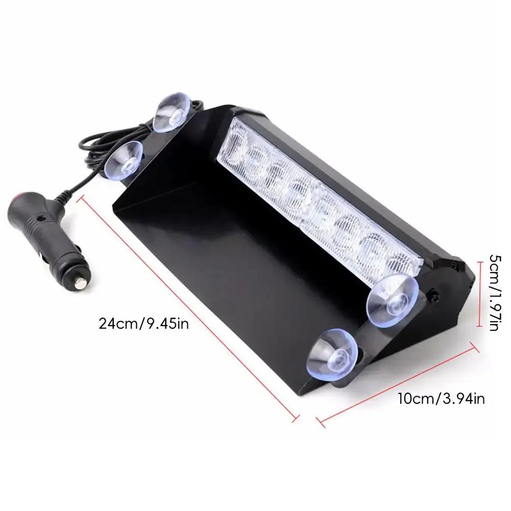 Car Strobe Signal Lamps 8 LED 12V Emergency Flashing Light with Suction Cup Warning Light Auto Truck Windshield Flash Lighting