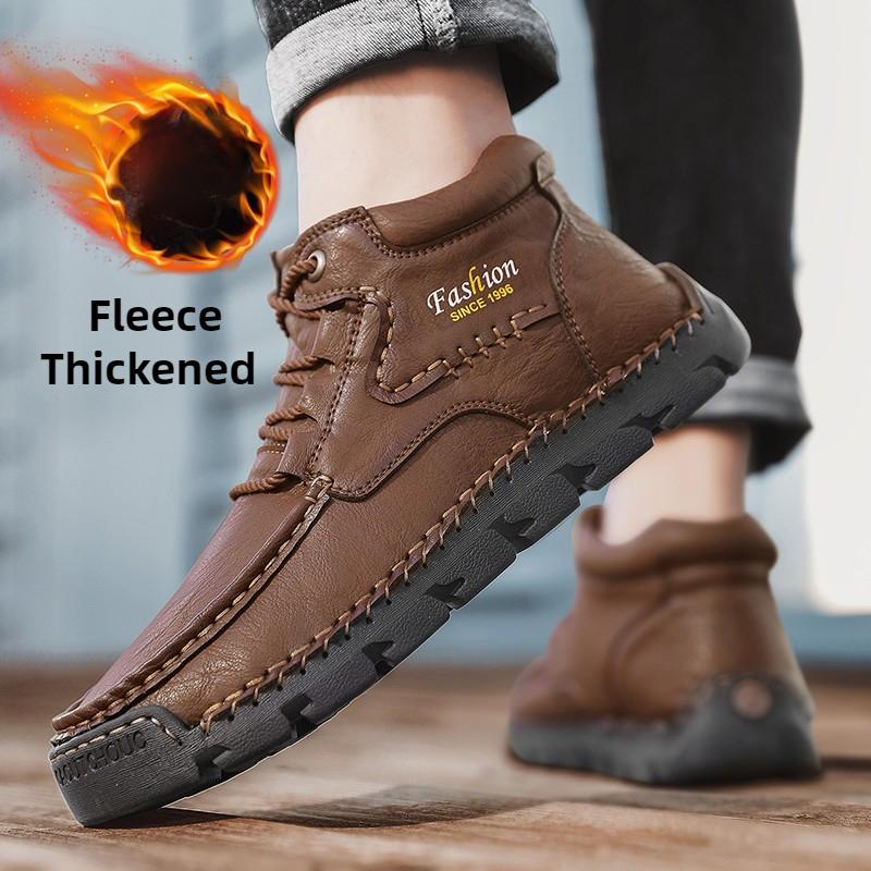 Spring/Autumn Men's Lace-up Large Size Retro Casual Shoes Casual Shoes Autumn/winter Plus Velvet Warm Handmade Ankle Boots