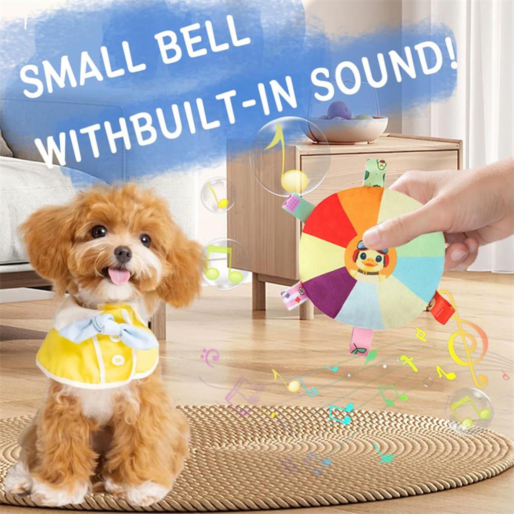 Funny Rainbow Plush Flying Saucer Dog Toys Outdoor Interactive Training Games Chew Toy Pets Flying Discs Toys with Bells