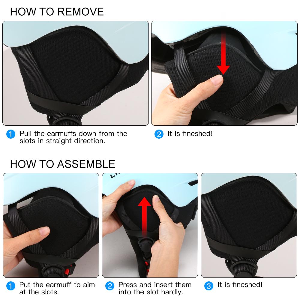 Lixada Сноубордический шлем со съемными наушниками для мужчин и женщин, защитный лыжный шлем с фиксированными очками