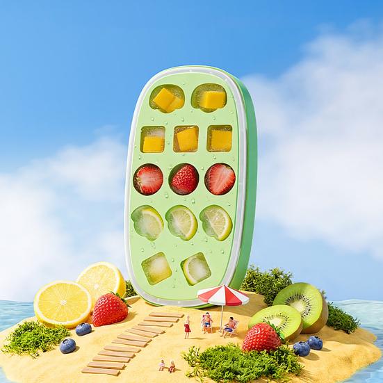 Бутылка для кубиков льда 3 в 1 Бутылка для кубиков льда с трубочкой Портативная безконтактная форма для кубиков льда Нажмите, чтобы выпустить