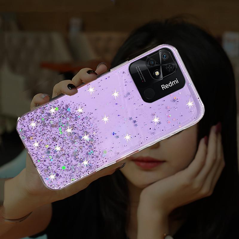 Роскошный блестящий чехол для телефона с градиентом и блестками для Xiaomi Redmi A1 10C 10A 10 CA redmiA1 redmi10C redmi10A, прозрачная задняя крышка с блестящими звездами и блестками