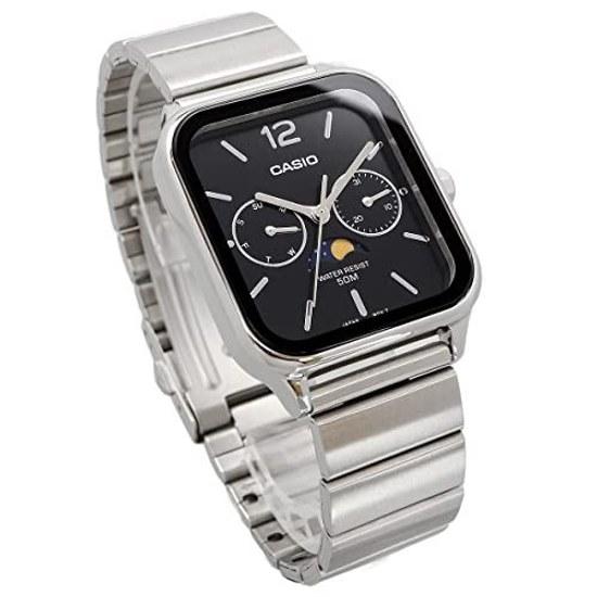 CASIO Стандартные Аналоговые Мужские Наручные Часы с Фазами Луны MTP-M305D-1AV Металлический Ремешок Черный Зарубежная Модель