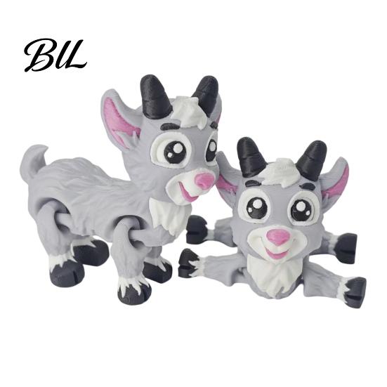 Goat Figurine with Movable Joints 1/2Pcs 3D Printed Fidget Toy, Cartoon Flexible Joints, Articulated Animal Figure for Desktop Decoration Action