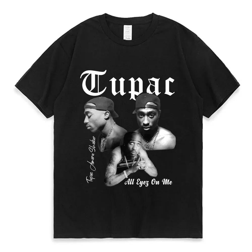 Графическая футболка с изображением рэпера Тупака 2pac Модная высококачественная футболка с коротким рукавом Хип-хоп уличная одежда Мужская хлопковая футболка 71807