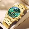 CHENXI Business Luxury Gold Quartz Men for Watch Multi Functional Night Light Timer Moon Phase Stainless Steel Strap Men's Watch
