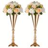 2pcs Desktop Metal Wedding Flower Horn Vase, 16.5inch / 14inch Desktop Decor Centerpiece,artificial Flower Arrangement Aisle Home Decor