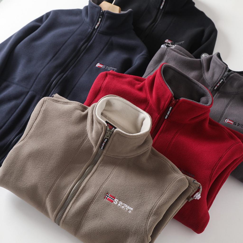 Men's Fleece-Lined Thickened Cold-Resistant Stand Collar Jacket Winter Warm Outerwear