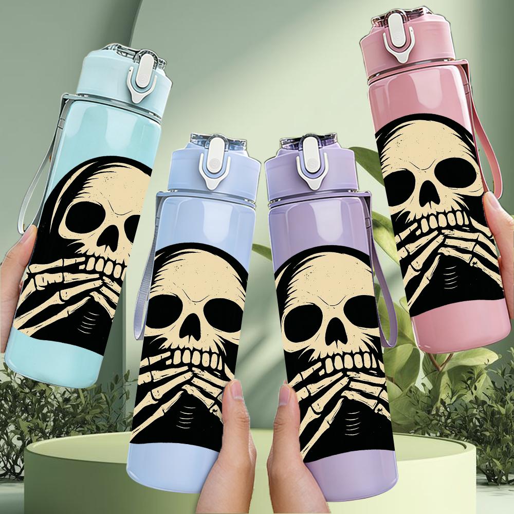 1PC Skeleton Hand Skull Bust 750ml Color Plastic Sports Water Bottle Leakproof Flip Straw Lid For Sports Office Home Use