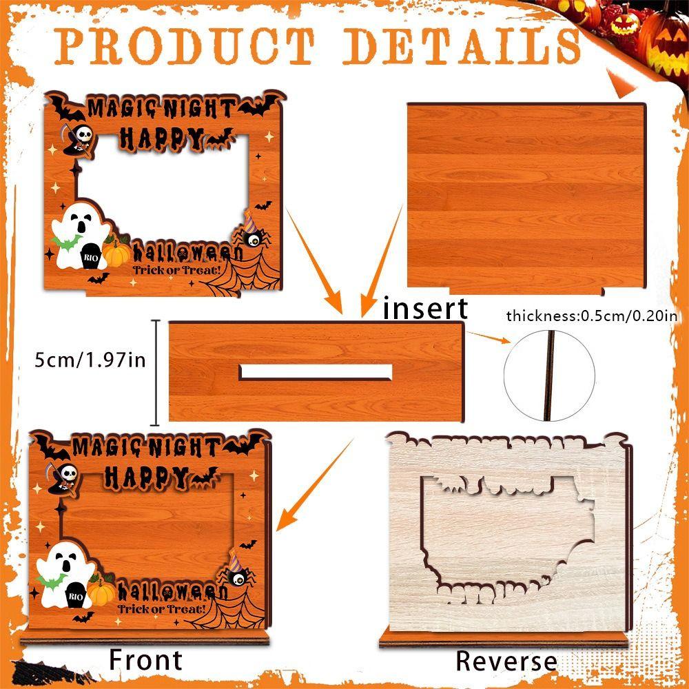 Creative Wood Photo Frame Happy Halloween Design Tabletop Photo Display Rack Living Room