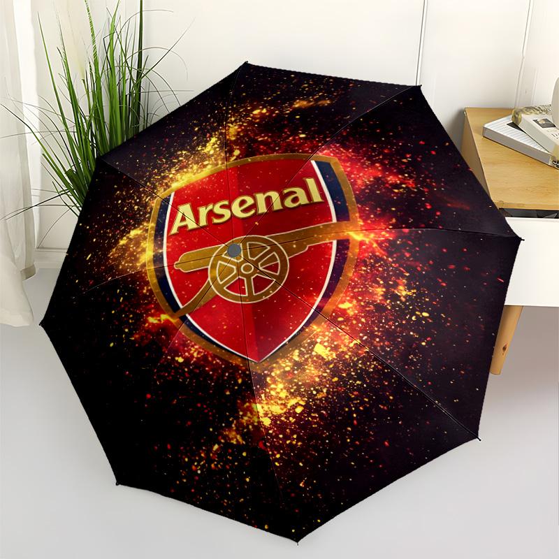 Arsenal Football Club Crest Automatic Umbrella Compact 8-Rib Lightweight Foldable Design Travel Essential Fashionable Accessory Stylish Gift for Women