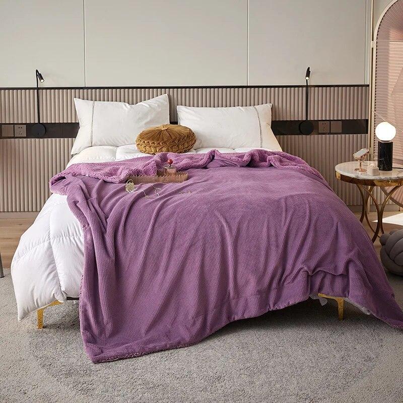 Зимнее теплое одеяло для дивана, пушистое одеяло из овечьей шерсти, покрывало для двуспальной кровати размера «queen-size», плед, покрывало