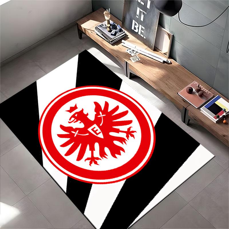 Red Eagle Emblem on Stripes Carpet suitable as a non-slip mat for the living room or bedroom sofa