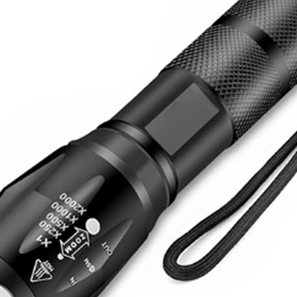 Flashlight Set LED Aluminium Alloy with Charger and Battery Compartment Portable Torch Lamp for Outdoor